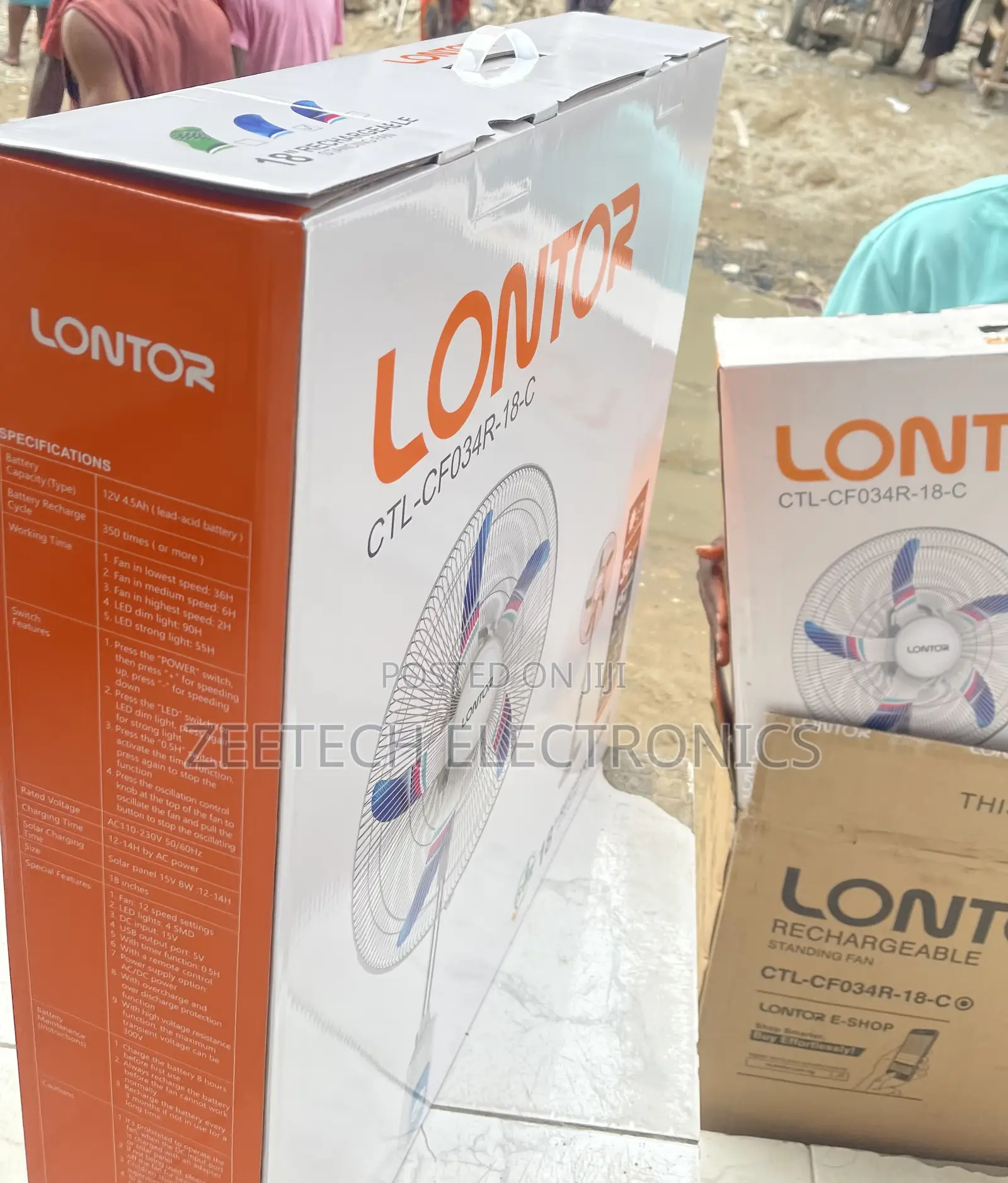 Lontor CTL-18-Inch Rechargeable Standing Fan.