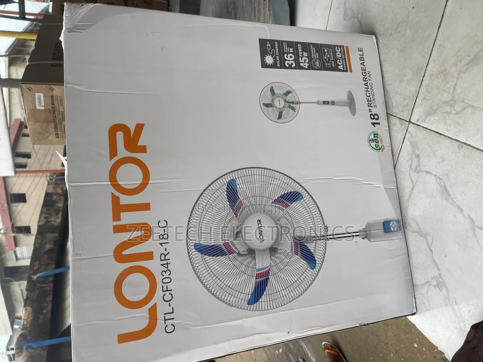 Lontor CTL-18-Inch Rechargeable Standing Fan.