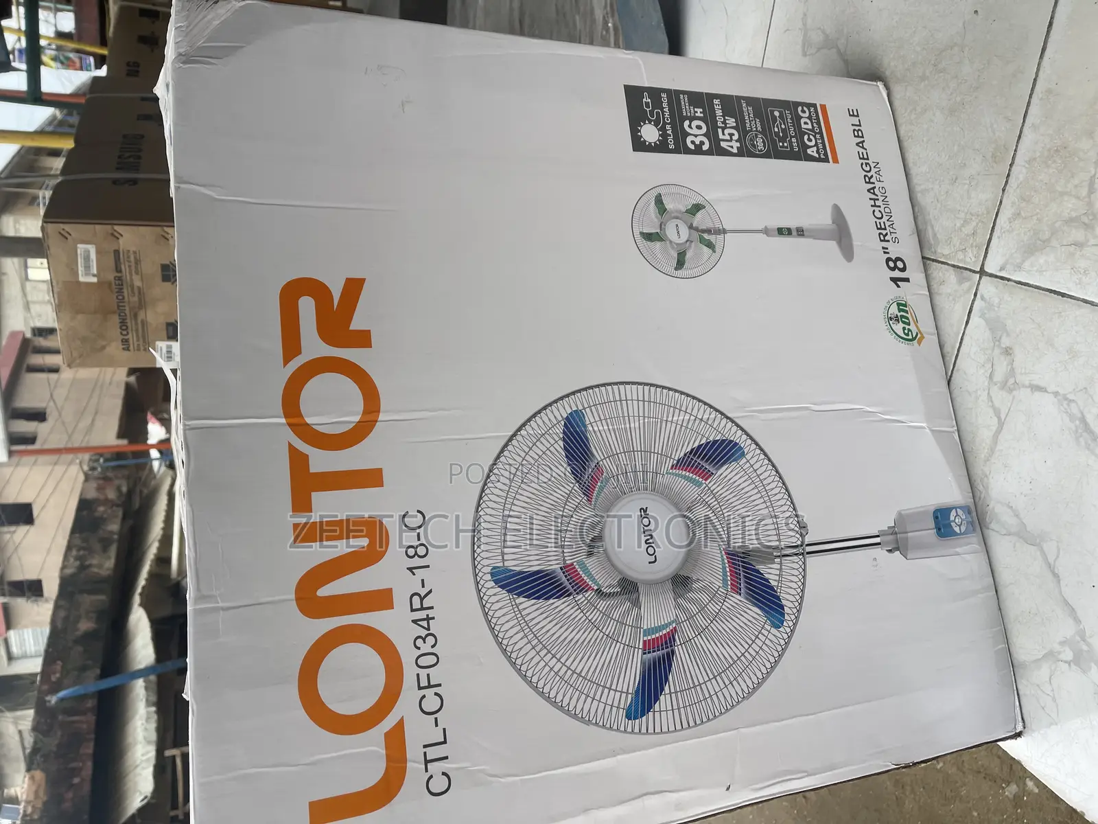 Lontor CTL-18-Inch Rechargeable Standing Fan.