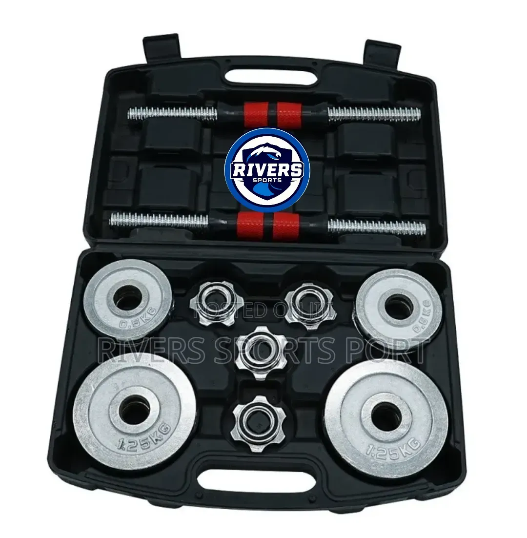 10kg Chrome Adjustable Dumbbell Set With Extension Rod/Connector Box