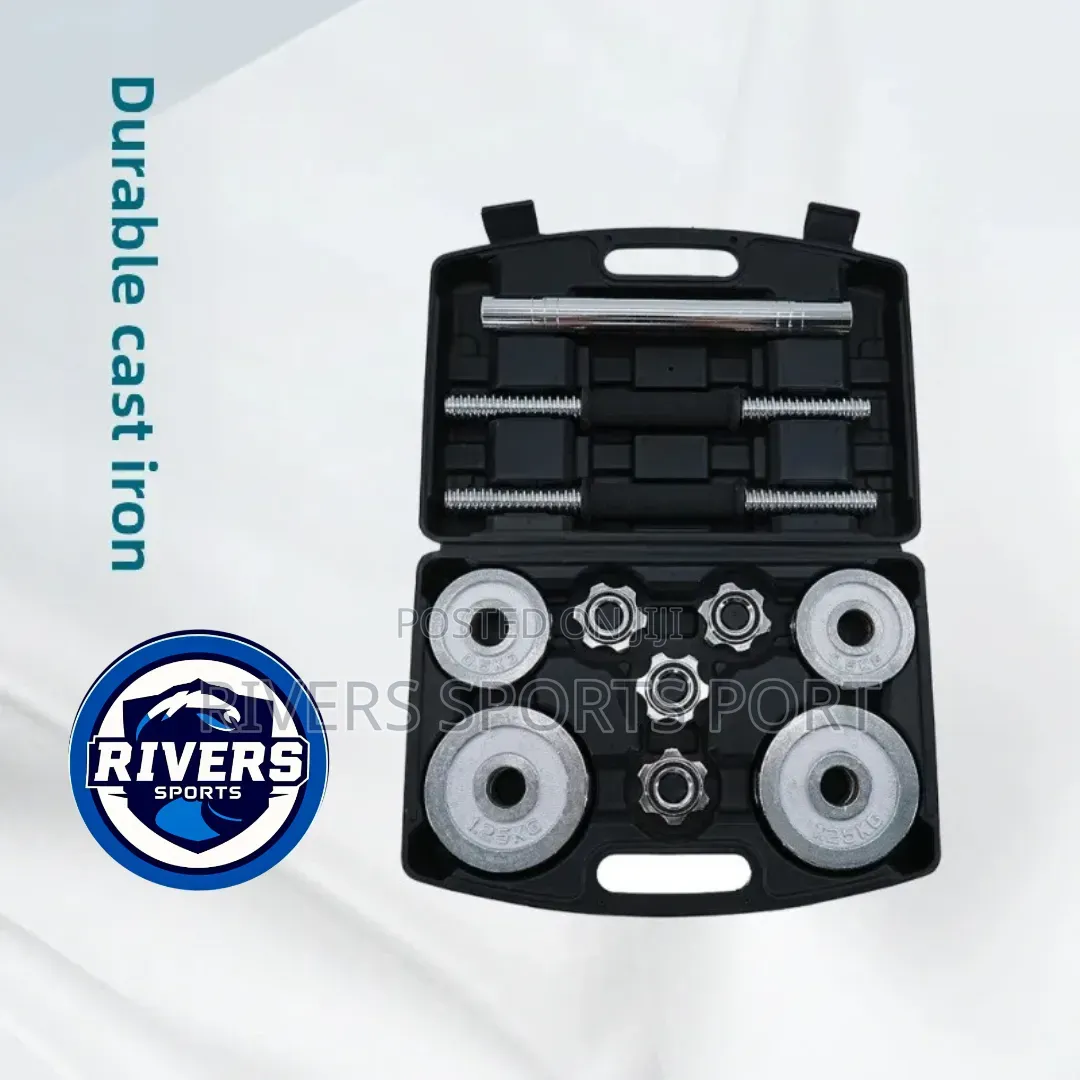10kg Chrome Adjustable Dumbbell Set With Extension Rod/Connector Box