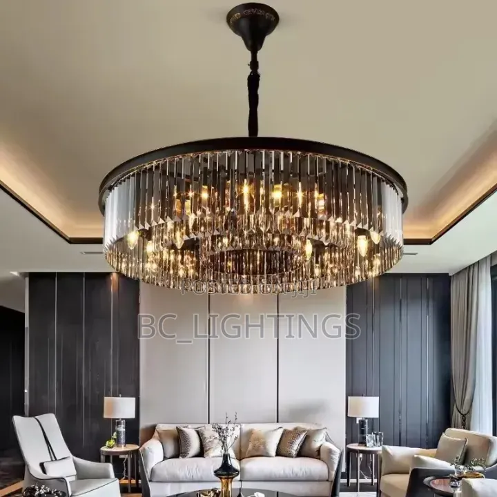 Modern Luxury Crystal Lights Black Glass for Dining Living Room