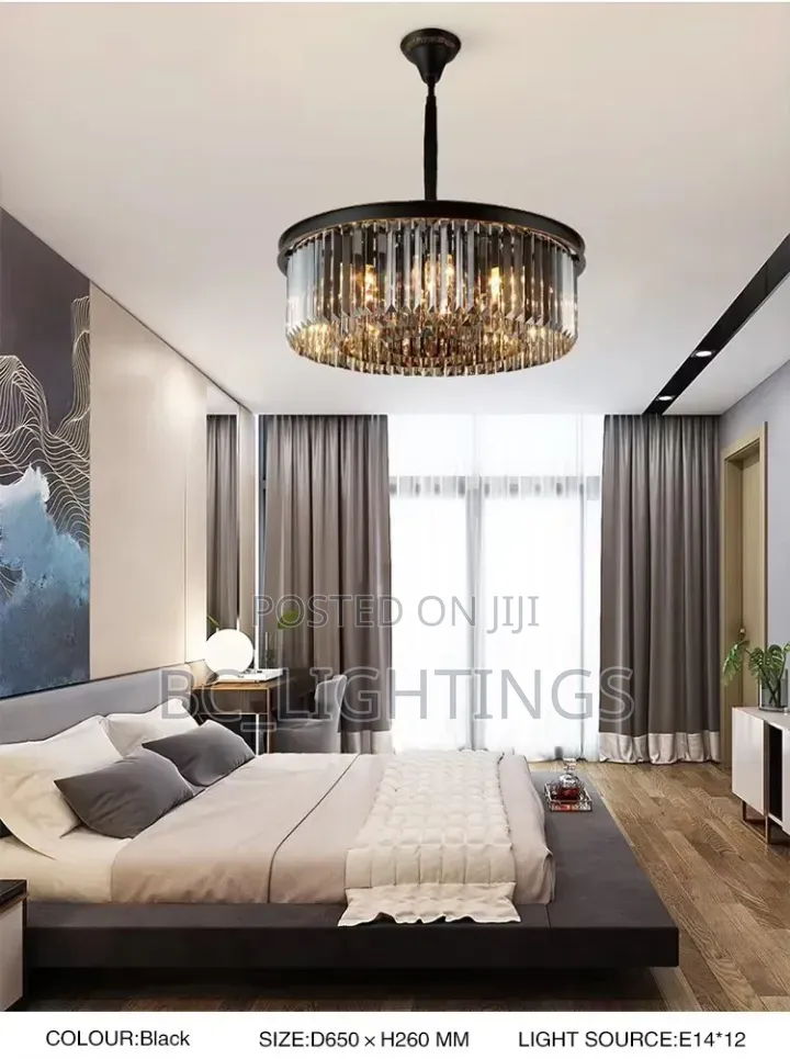 Modern Luxury Crystal Lights Black Glass for Dining Living Room