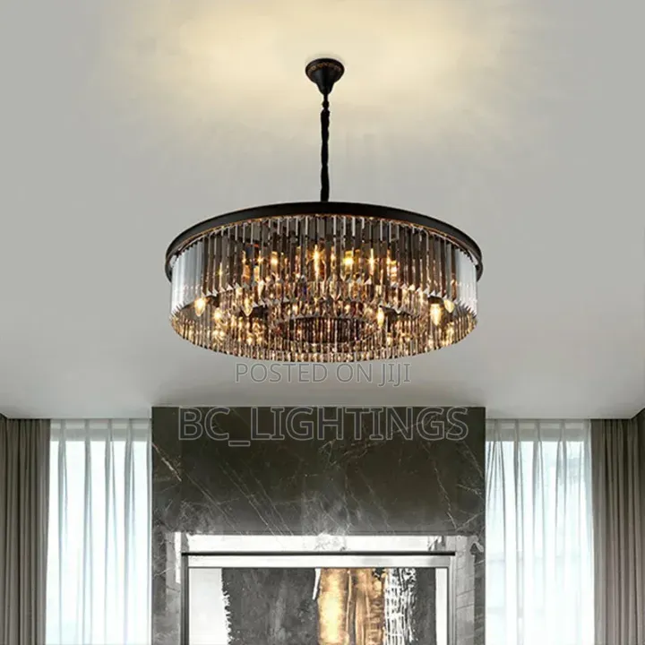 Modern Luxury Crystal Lights Black Glass for Dining Living Room