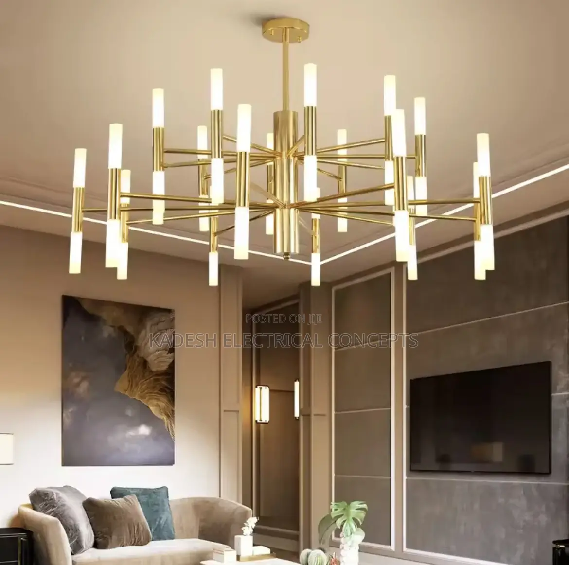 Acrylic Tube Led Chandelier Gold/Black Modern Led Art Pendant Lamp