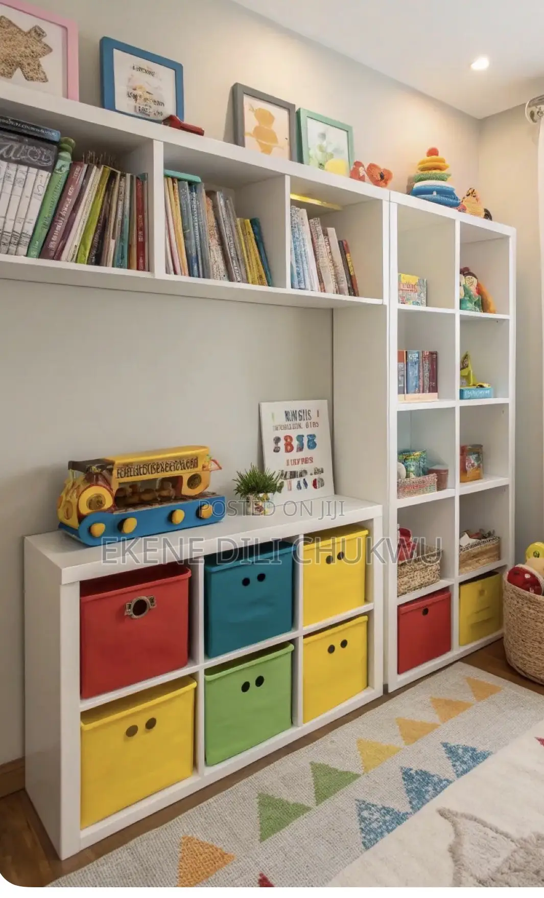 Modern Kids Storage Learning Wall Unit With Bunk