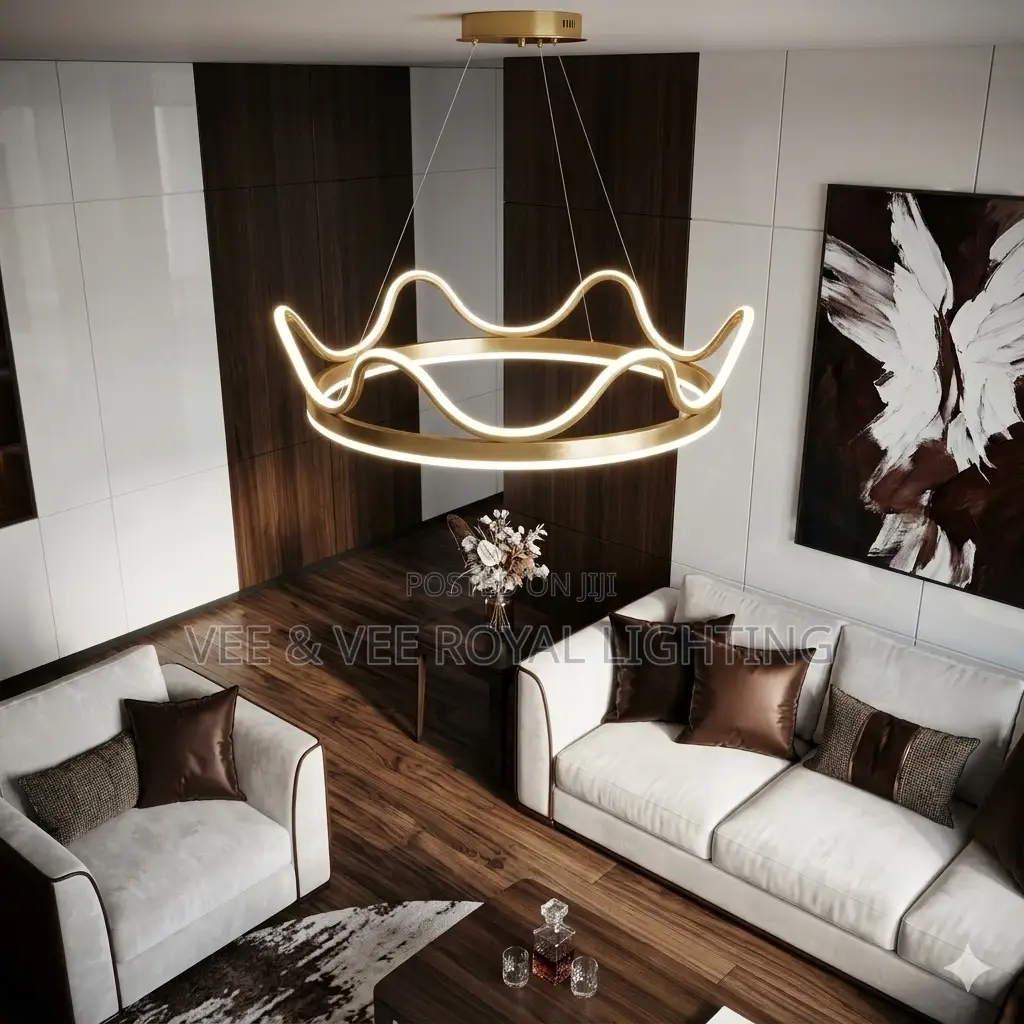 Gold Crown Chandelier - For Living Room, Master Bedroom, Hotel, Salon