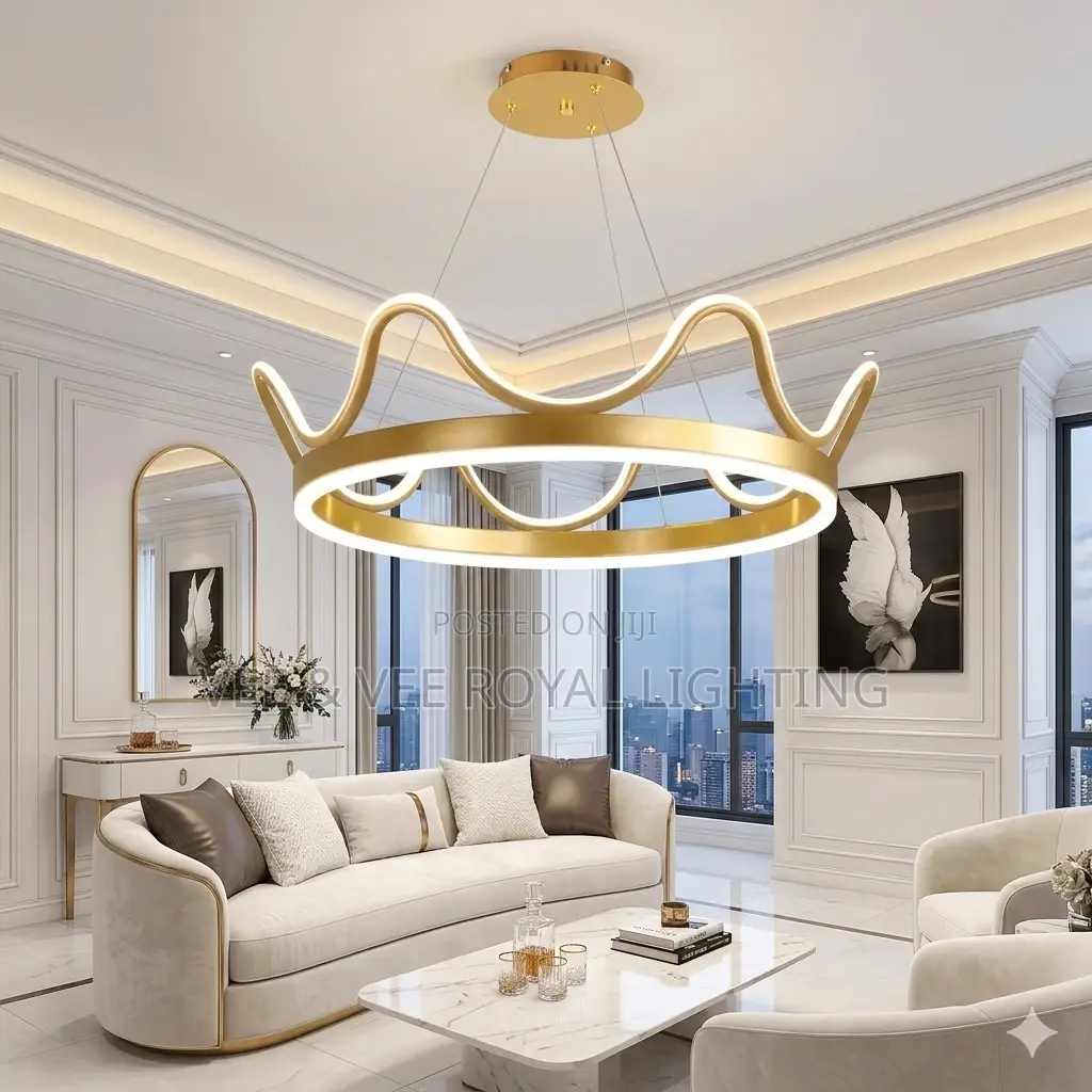 Gold Crown Chandelier - For Living Room, Master Bedroom, Hotel, Salon