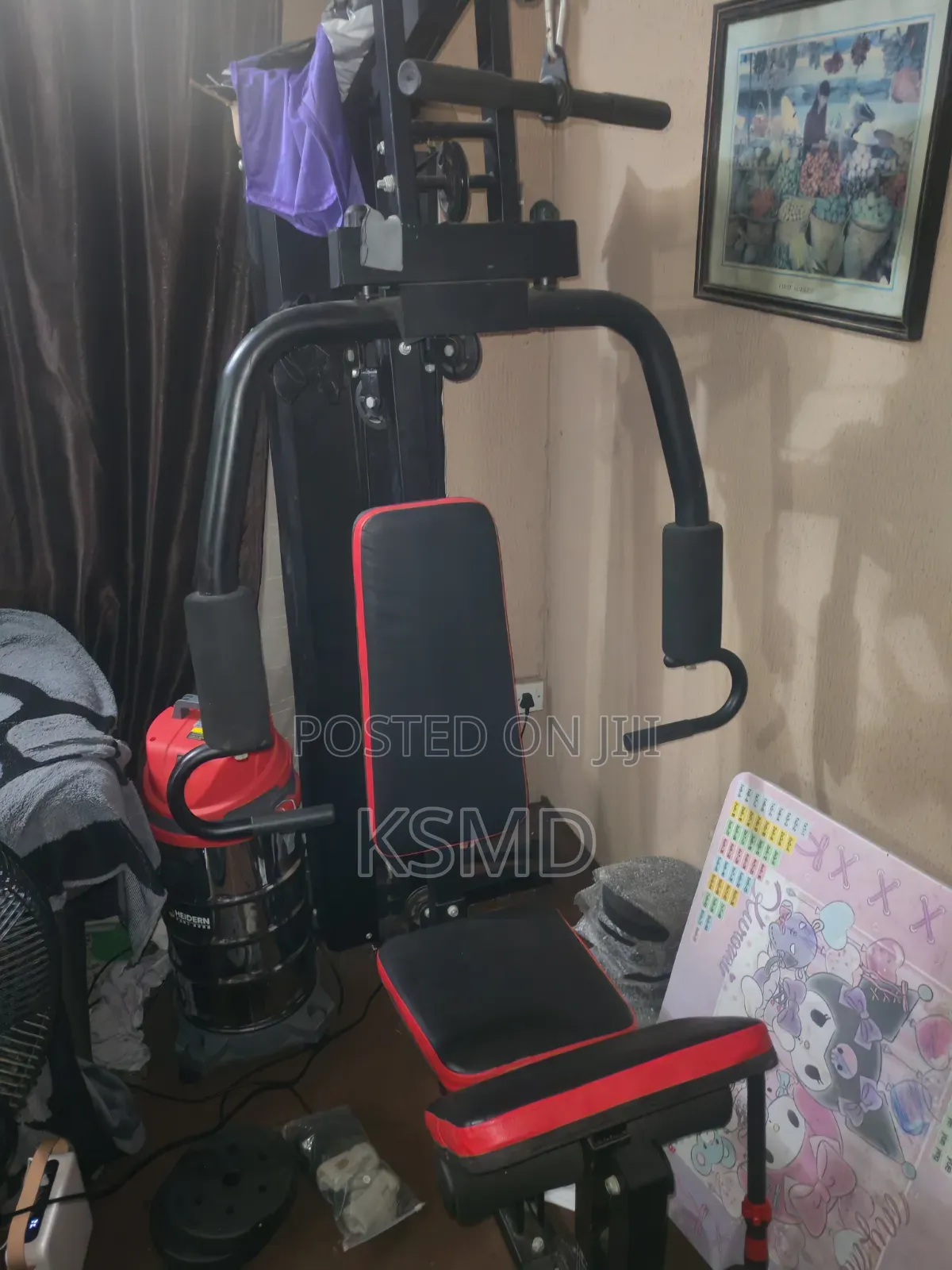 Black and Red Multi-Function Home Gym Station