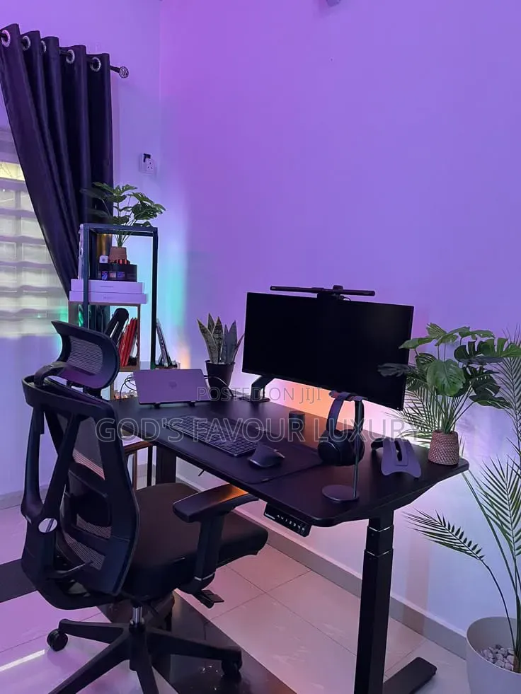 Sit-Stand Smart Gaming Desk and Ergonomic Mesh Chair