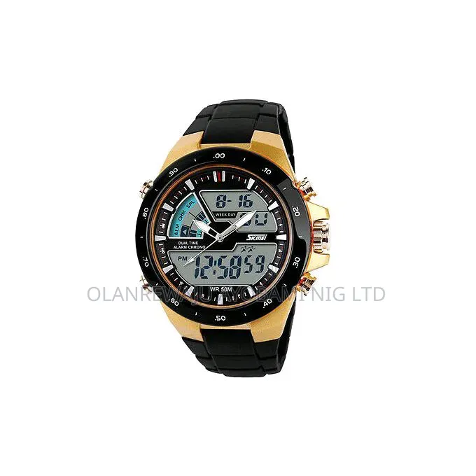 Skmei Waterproof Black Leather