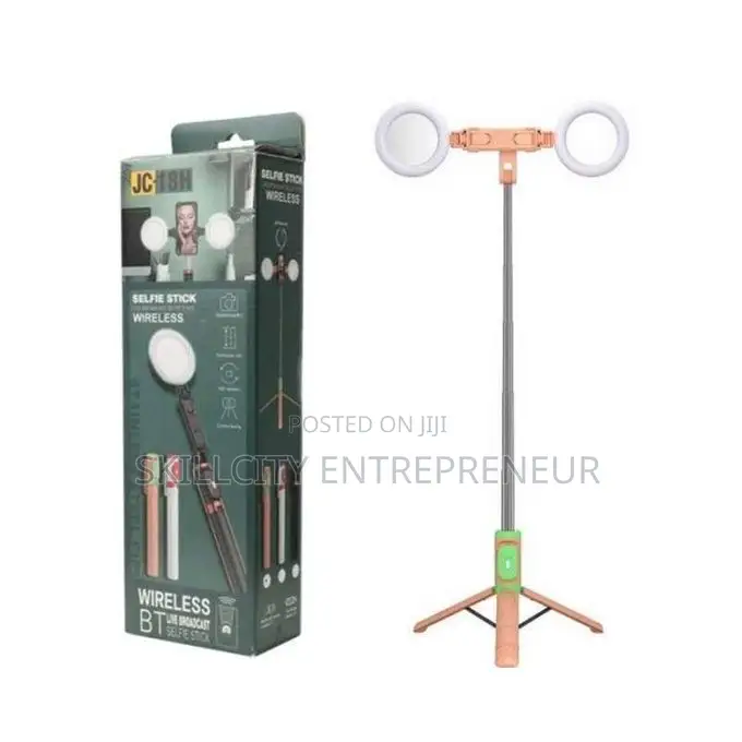 Wireless Bluetooth Selfie Stick Tripod With Dual Ring Lights
