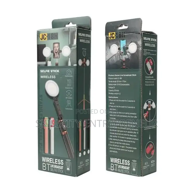 Wireless Bluetooth Selfie Stick Tripod With Dual Ring Lights