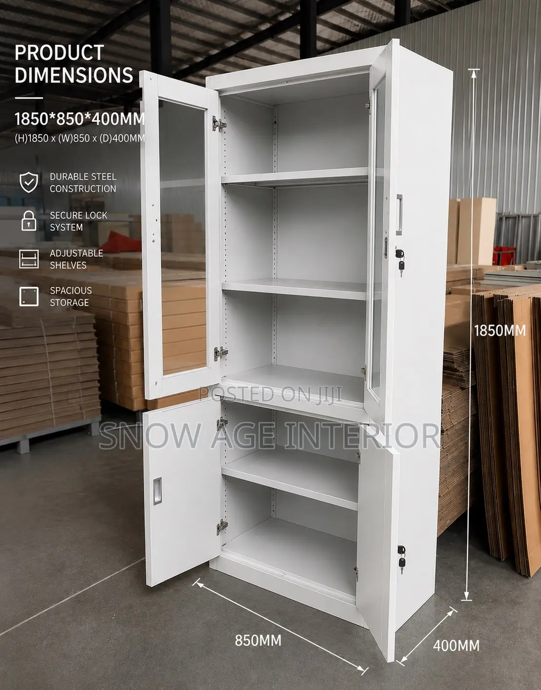 Filling Cupboard (Half Glass/ Half Metal Door Design)