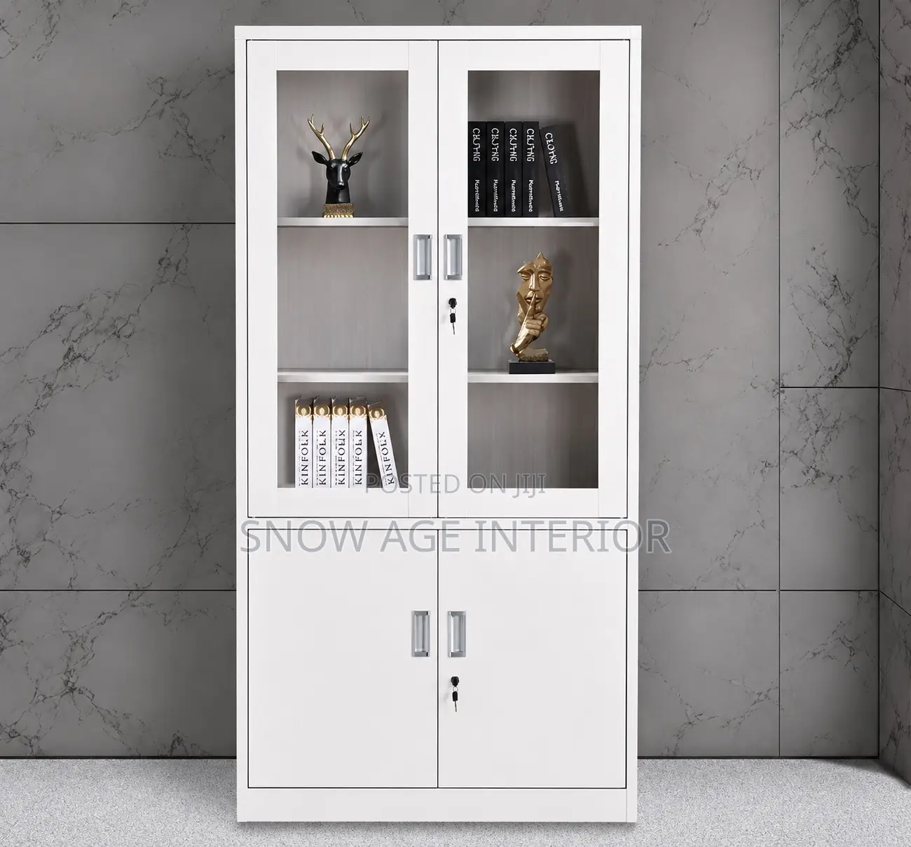 Filling Cupboard (Half Glass/ Half Metal Door Design)