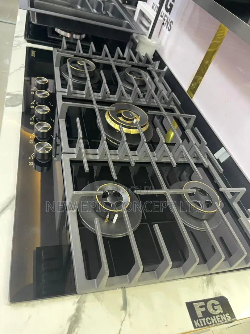 Knob Control 5 Burner Gas Cooker Top Table