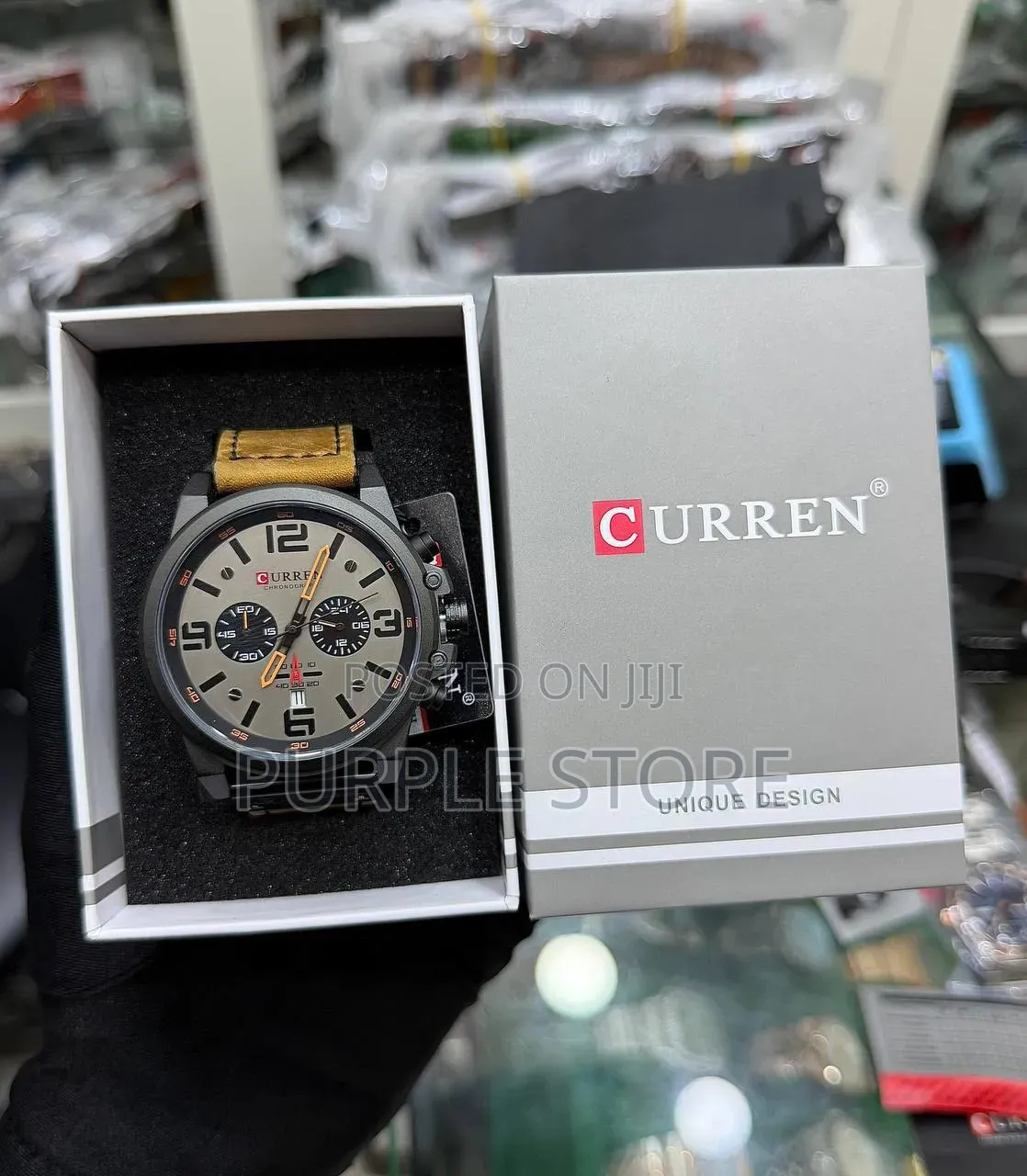 Curren Leather Functional Chronograph Water Resistant Watch for Men