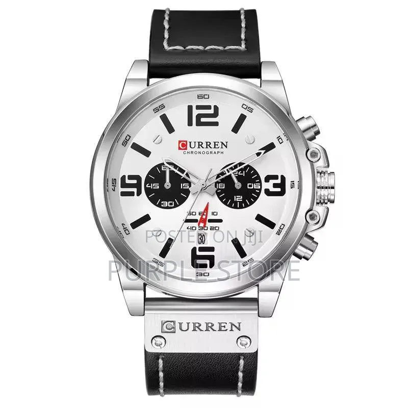 Curren Leather Functional Chronograph Water Resistant Watch for Men