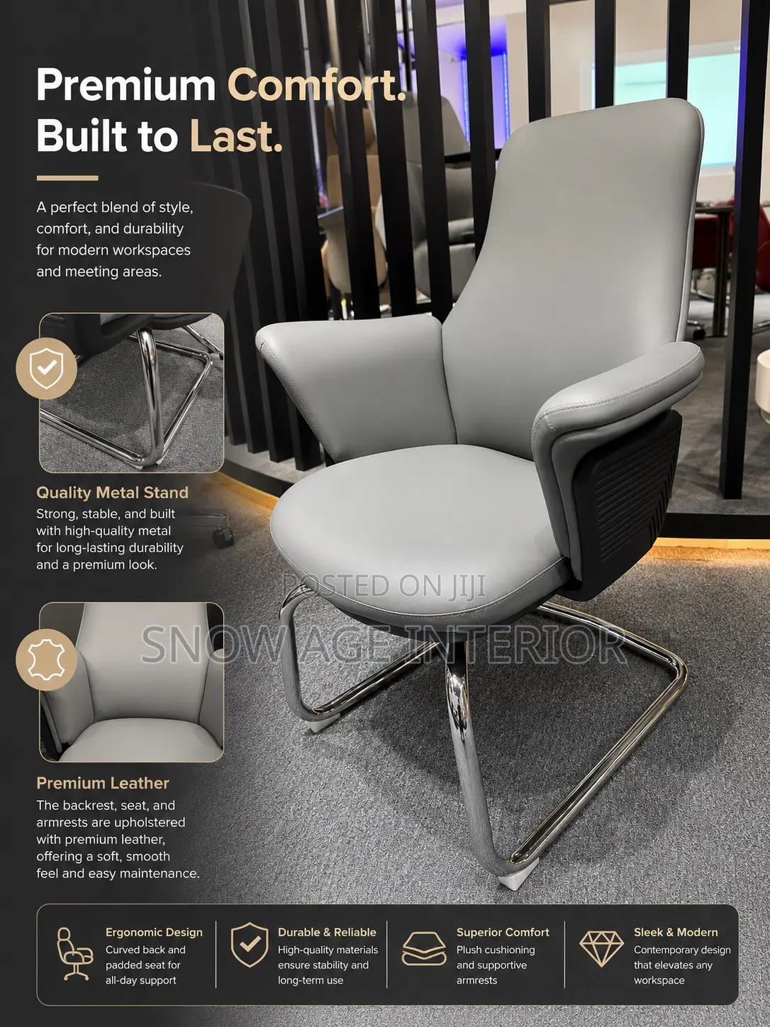 Executive Leather Visitors Chair (Sai O1)
