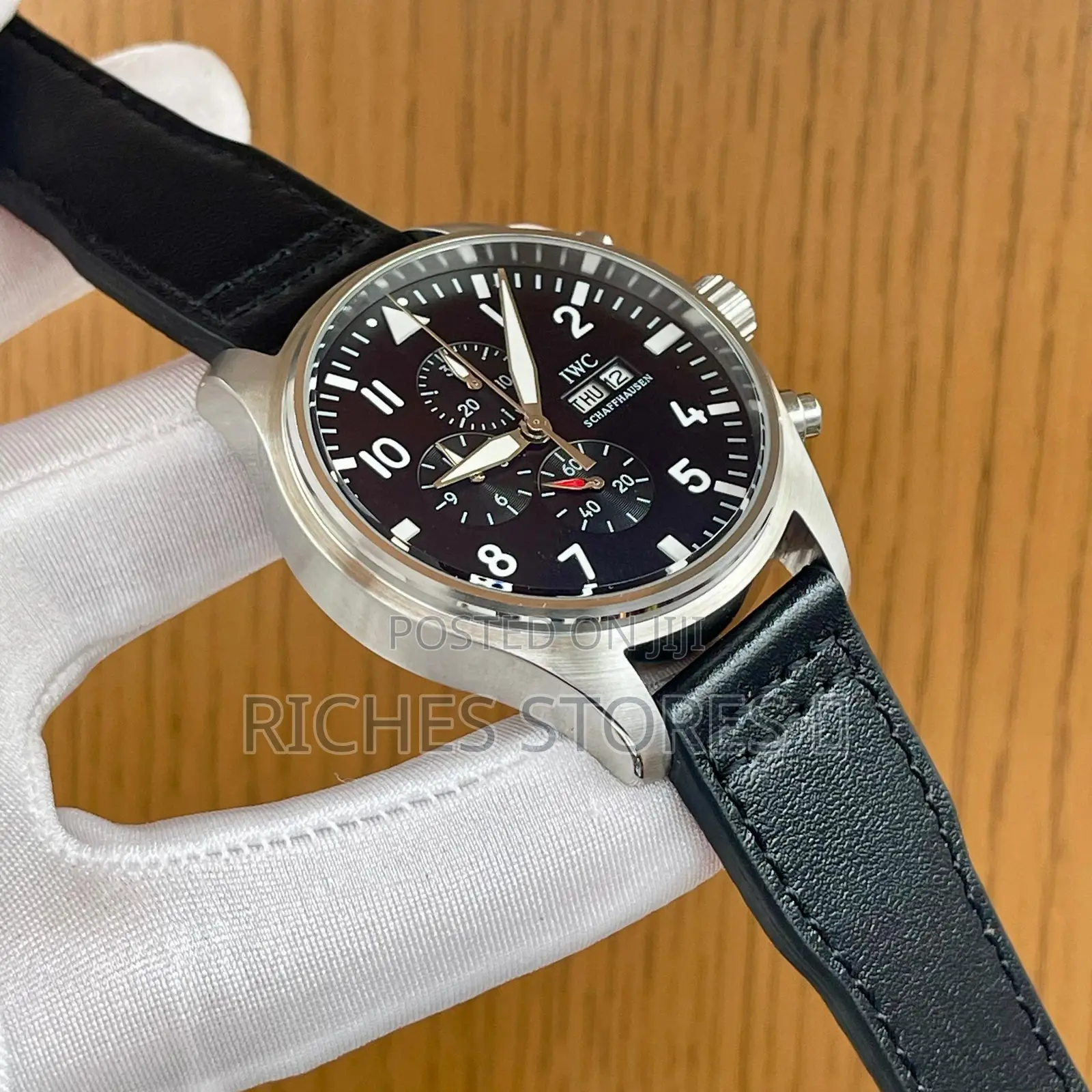 Superior Iwc Chronograph Luxury Leather Watch