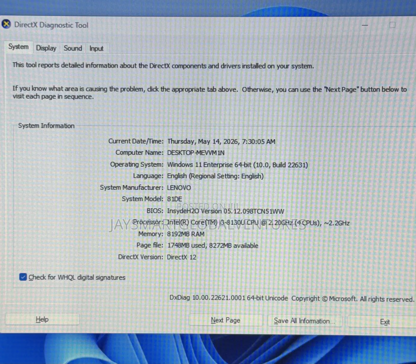 Laptop Lenovo IdeaPad 330 8GB Intel Core i3 SSD 160GB