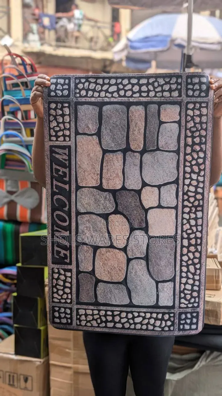 Stone Mosaic “Welcome” Door Mat – Durable Outdoor Entrance Rug