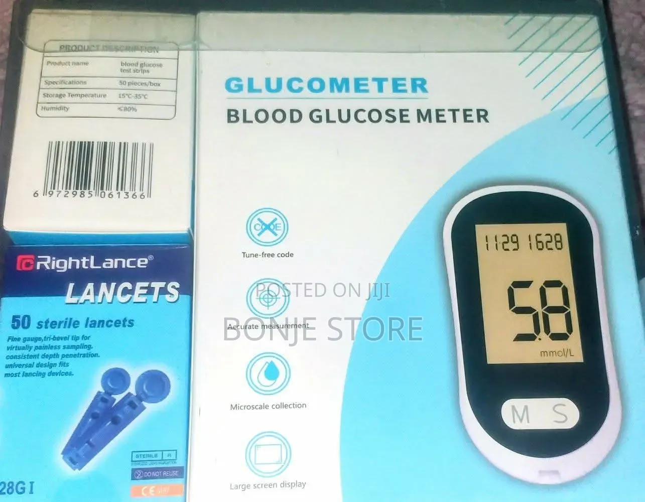 Blood Glucose Meter, Large Screen Blood Sugar Level Testing Kit