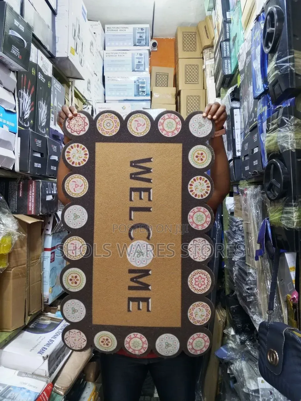 80cm by 50cm Boho Mandala “Welcome” Door Mat