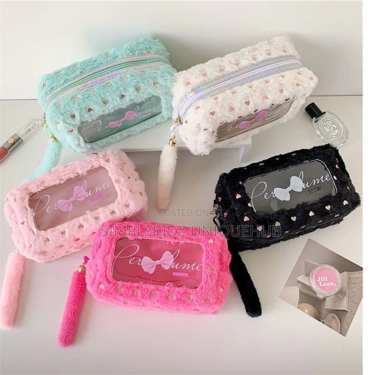 Soft Plush Cosmetic Pouch Travel Toiletry Organizer for Women