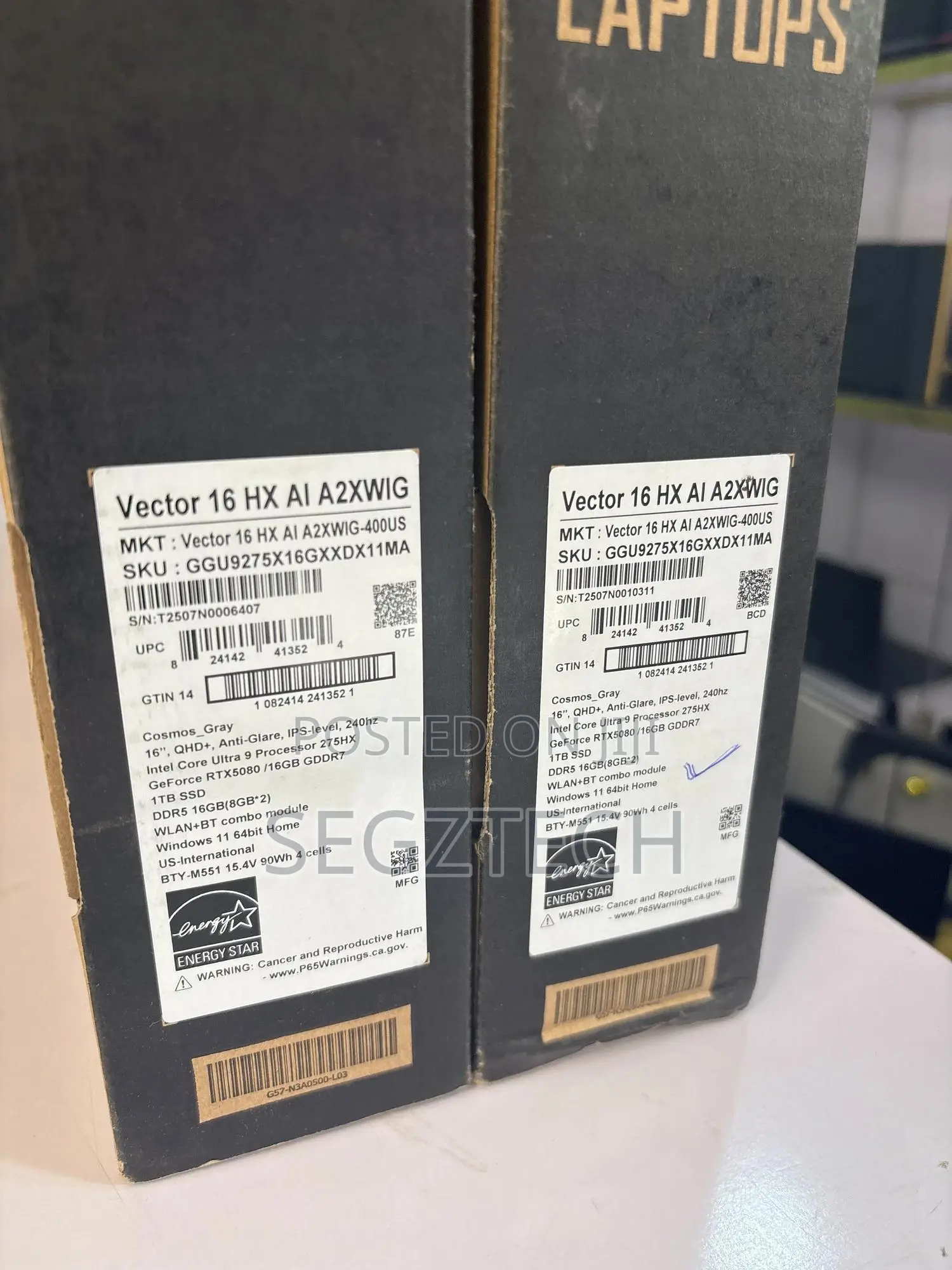 New Laptop MSI Vector 16 HX AI A2XWIG 16GB Intel Core Ultra 9 SSD 1T