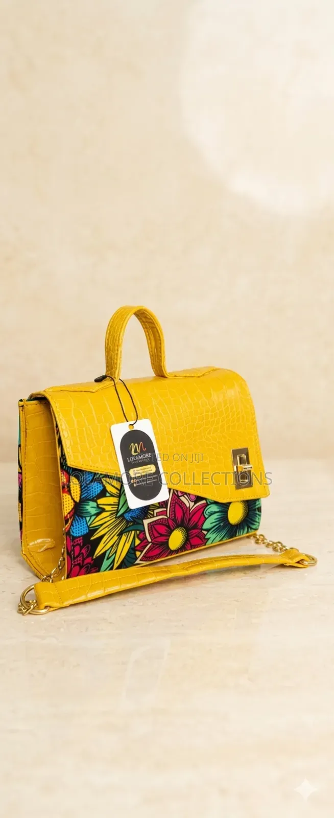 Handmade Ankara Mixed Leather Combo Handbag