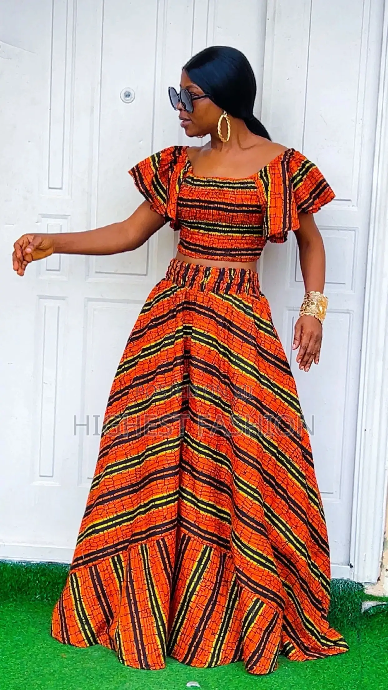 Smocked Crop Top and Baggy Pants - Style 449