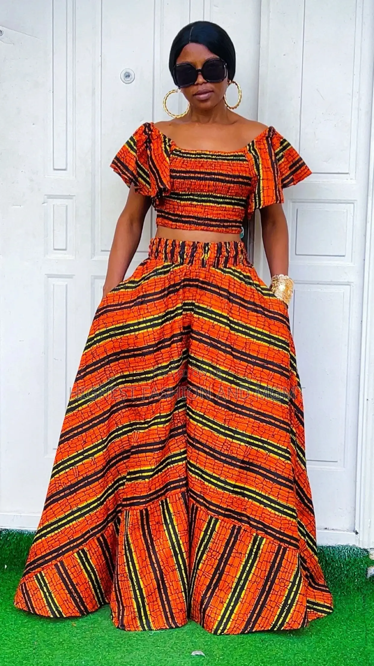 Smocked Crop Top and Baggy Pants - Style 449