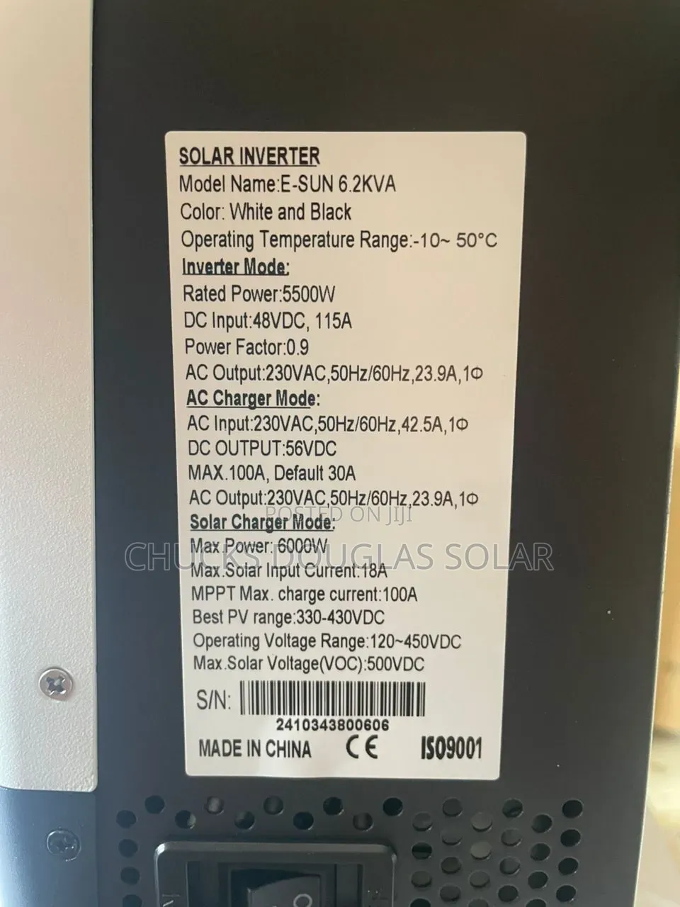 Sako E-Sun 6.2kva 48v Hybrid Solar Inverter.