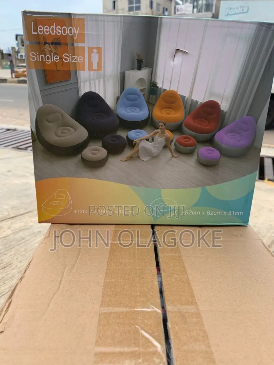 Inflatable Chair Sofa Lounger With Foot Stool and Pump.