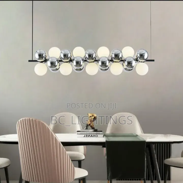 Nordic Long Glass Ball Chandelier Magic Beans Iron Art Pendant Lights