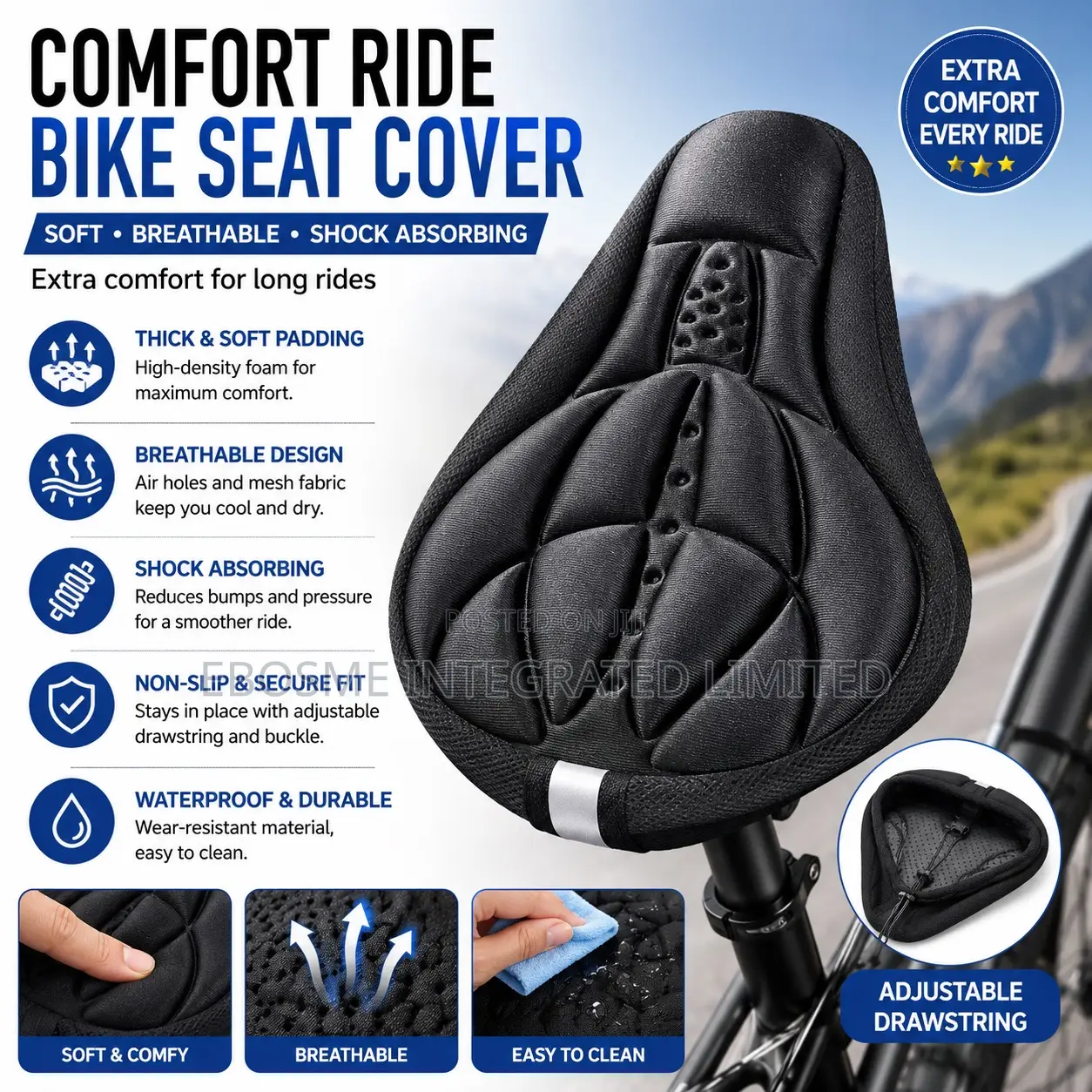 Comfort Ride Bike Seat Cover – Soft Gel Bicycle Saddle Cushion