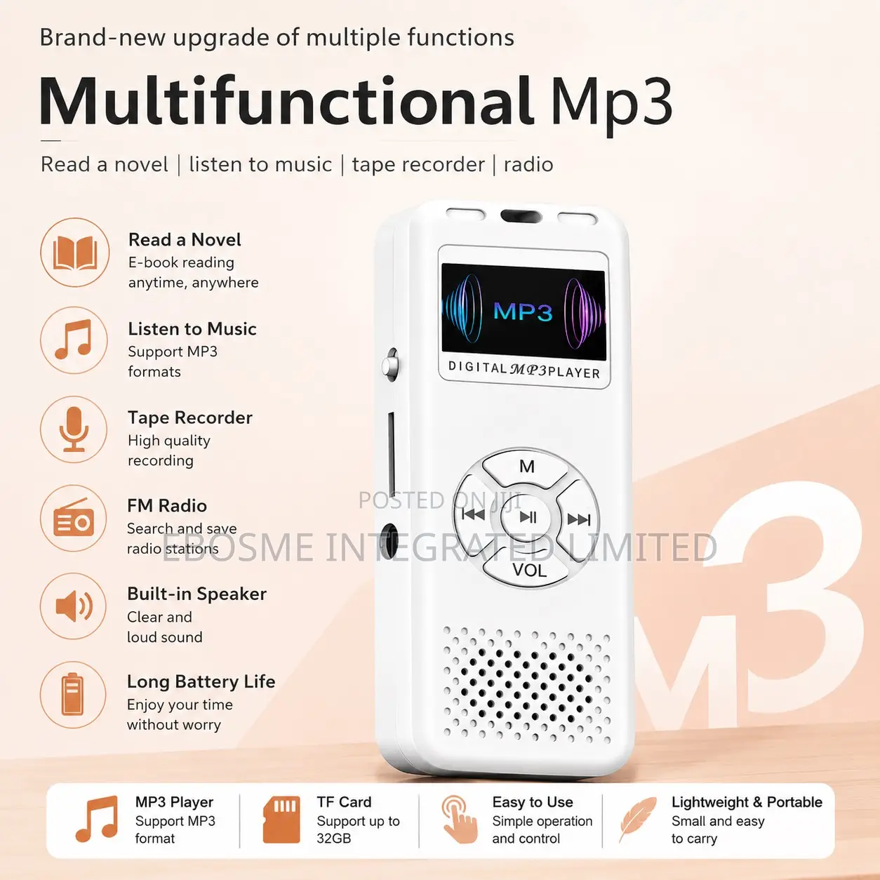 Multifunctional Mp3 Player – Voice/Tape Recorder