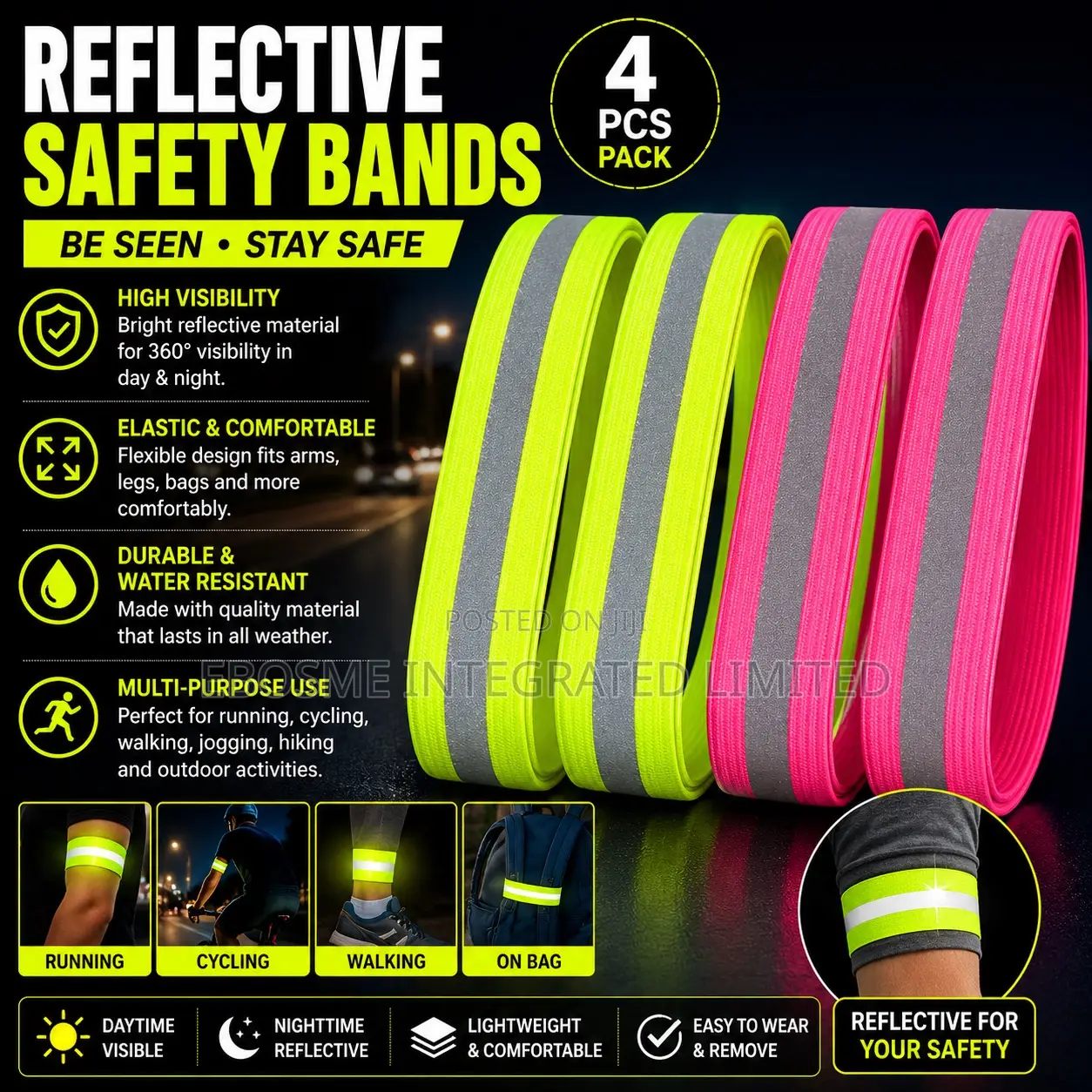 Reflective Safety Bands 4pcs