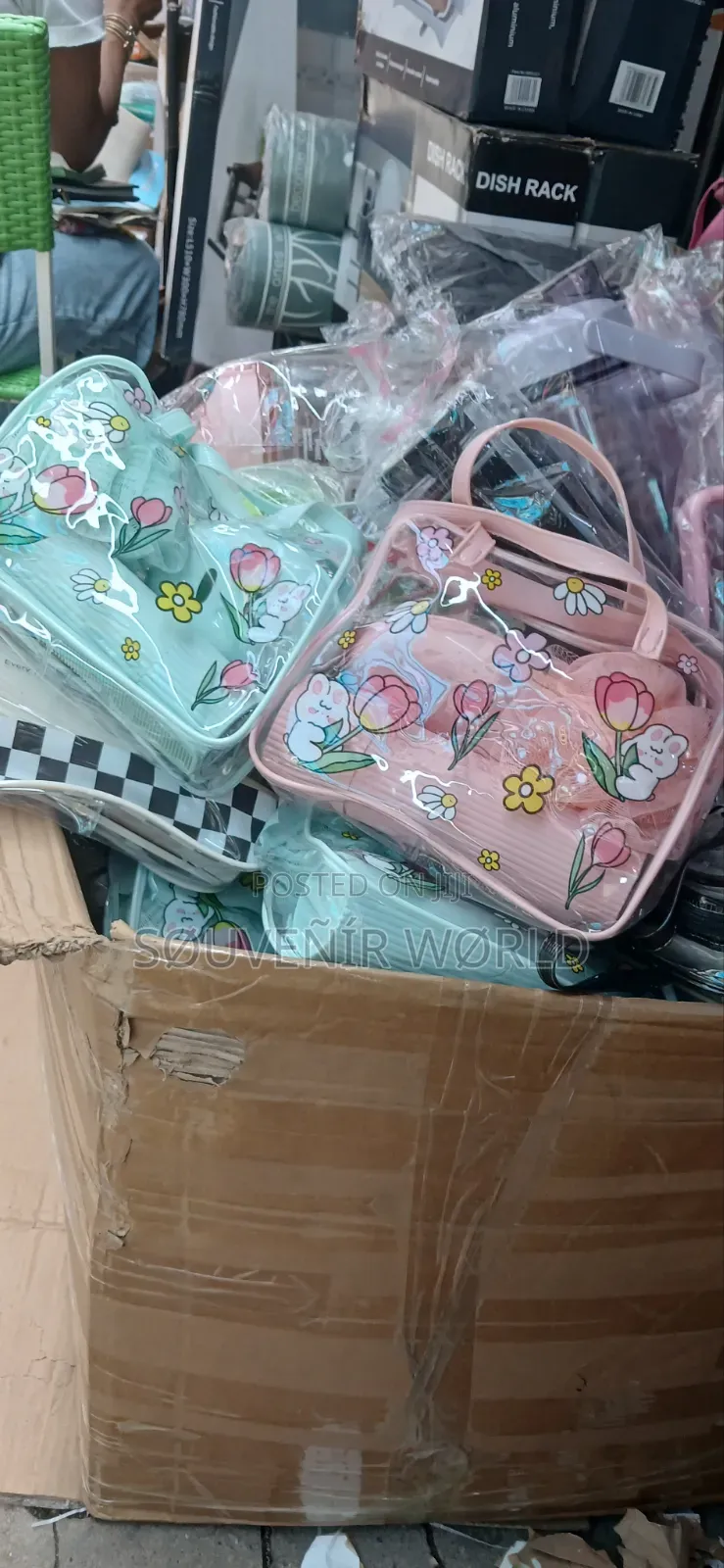 Cute Cartoon Transparent Kids Travel Bag Set