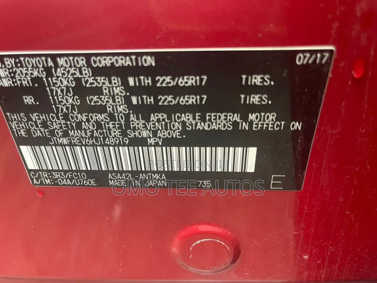 Toyota RAV4 XLE 4dr SUV (2.5L 4cyl 6A) 2018 Red