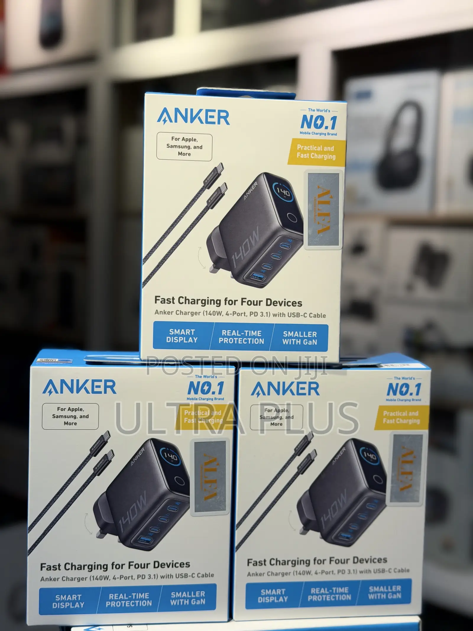Anker Charger (140w, 4-Port, Pd 3.1) Wall Charger With Usb-C Cable