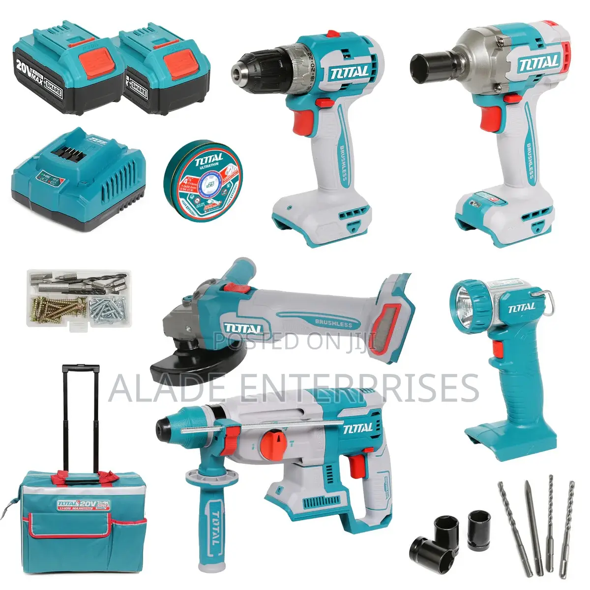 Total 5pcs Industrial Combo Kit (With 2 X Batteries Charger) -