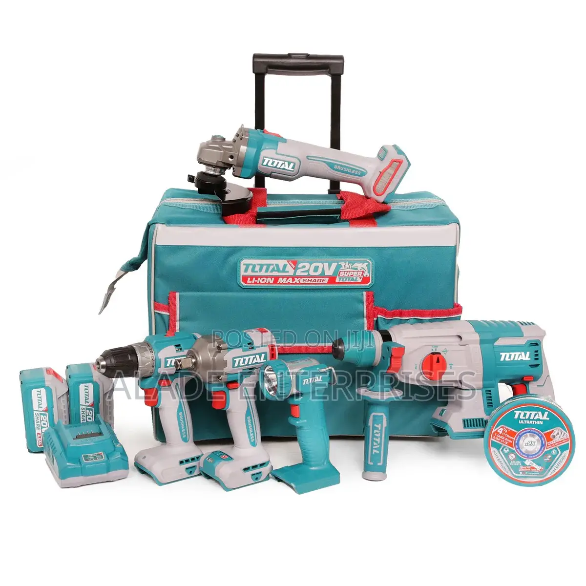 Total 5pcs Industrial Combo Kit (With 2 X Batteries Charger) -