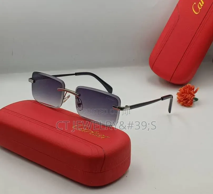 Original Cartier Rimless Sunglasses With Gold Tone Accents