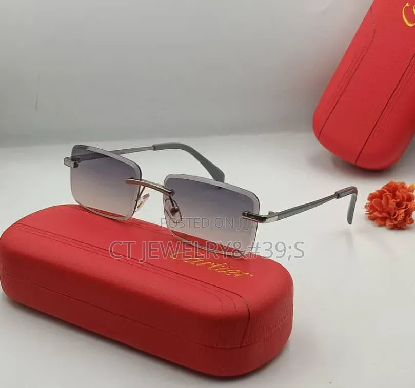 Original Cartier Rimless Sunglasses With Gold Tone Accents