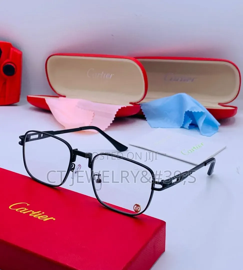 Fashion Cartier Sunglasses Featuring a Silver Frame and Blue Lenses.