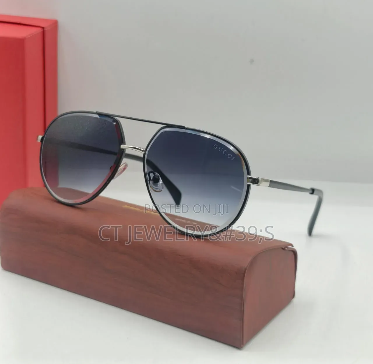 High End Gucci Aviator Sunglasses a Black Frame and Gradient Lenses.