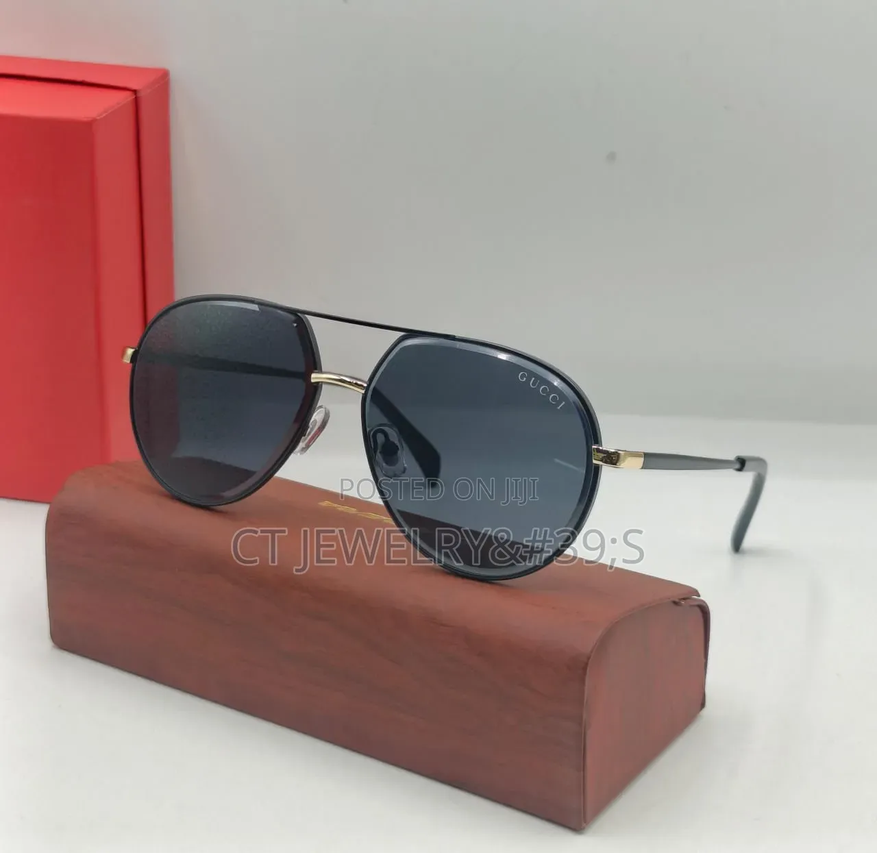 High End Gucci Aviator Sunglasses a Black Frame and Gradient Lenses.