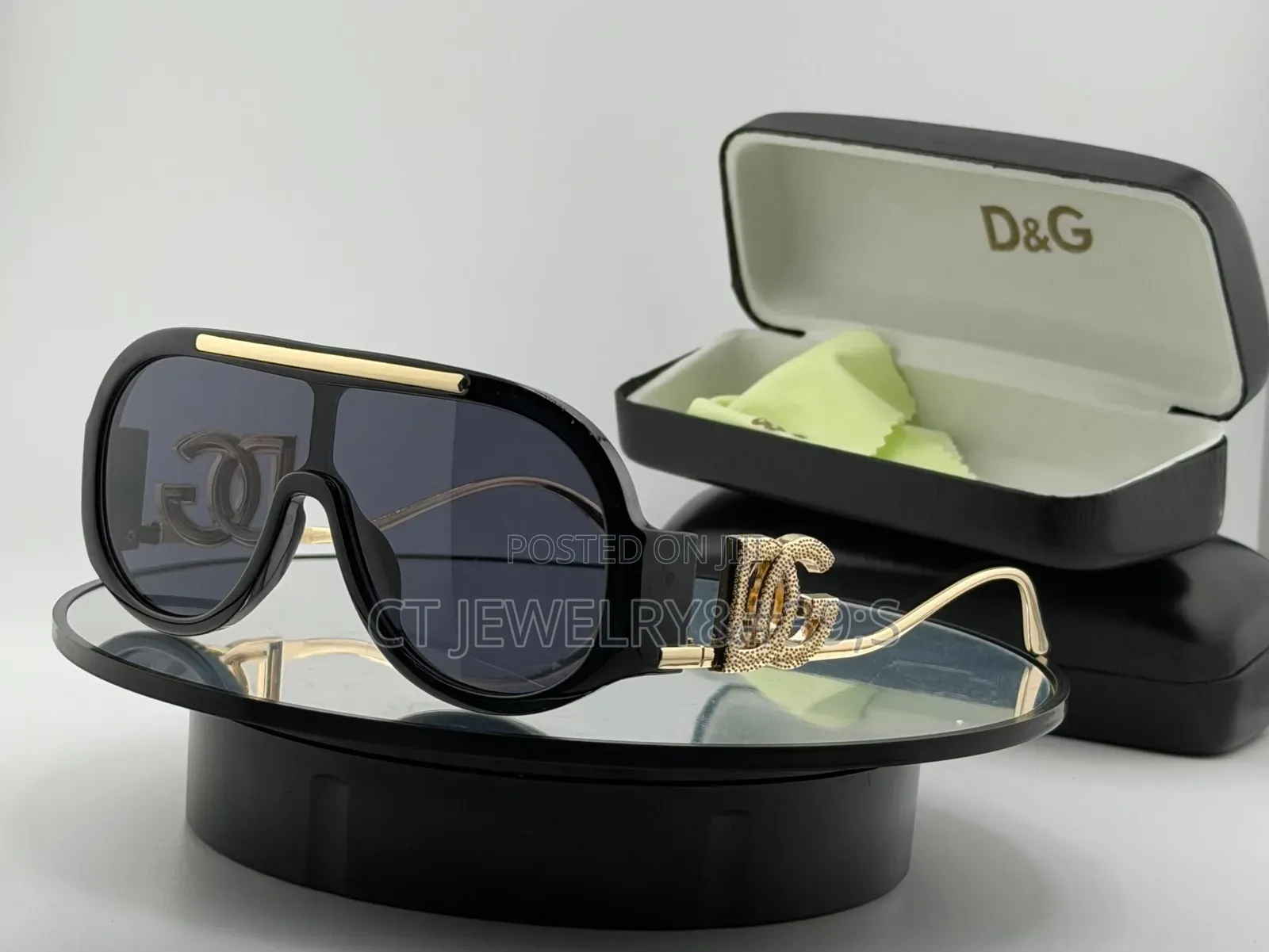 Luxury Shield Sunglasses Oversized Black Frame, Gold Detail, Fashion